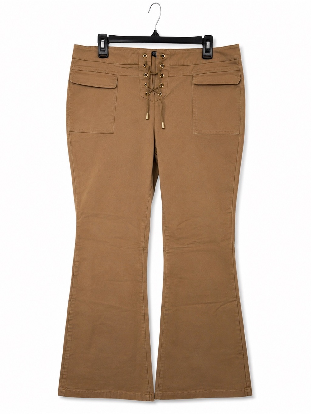 Vintage Body by Victoria Y2K Lace-Up Khaki Cargo Flare Pants Size 10